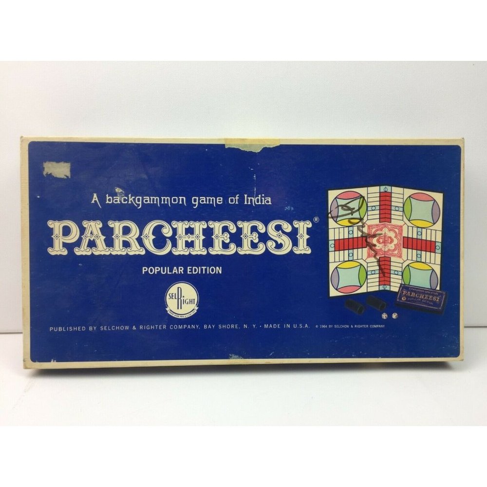 Vintage Parcheesi Board Game 1964 Selchow & Righter Popular Edition